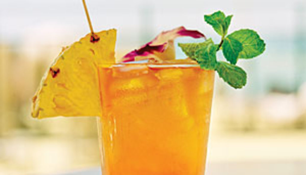 The perfect mai tai - all ingredients are well blended and mint is used as a garnish (bruise the leaves to release the oils).