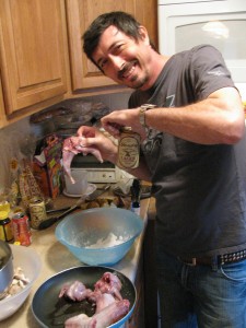 Chef James prepping a squirrel for an impromptu, experimental family dinner back home in Perkasie, PA. 