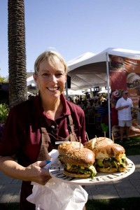 Our friend Kristine Snyder has won hundreds of thousands of dollars in national cooking contests. Here she is with her winning Island Ahi Burgers, which took grand prize in the Food Network's Build a Better Burger challenge. As for the shameless (but unsolicited) plug, she's a harpist, and a lovely addition to your Maui wedding. 